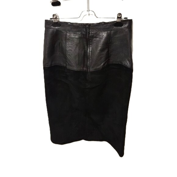 VTG 80–90s Dominic Bellissimo Lindzon Leather & Suede Skirt w/ Snakeskin Insert - Picture 6 of 7